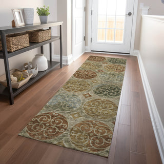 Piper Looms Mayfield Circles AMF738 Taupe Machine Washable Area Rug Runner Lifestyle Image Feature