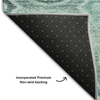 Piper Looms Mayfield Circles AMF738 Teal Machine Washable Area Rug Backing Image