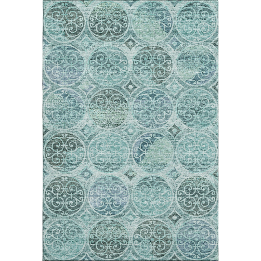 Piper Looms Mayfield Circles AMF738 Teal Machine Washable Area Rug main image