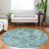 Piper Looms Mayfield Circles AMF738 Teal Machine Washable Area Rug Round Lifestyle Image Feature