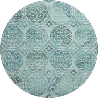 Piper Looms Mayfield Circles AMF738 Teal Machine Washable Area Rug Round Main Image