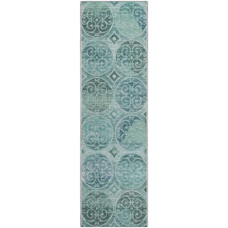 Piper Looms Mayfield Circles AMF738 Teal Machine Washable Area Rug Runner Main Image