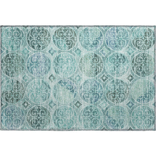 Piper Looms Mayfield Circles AMF738 Teal Machine Washable Area Rug Scatter Main Image