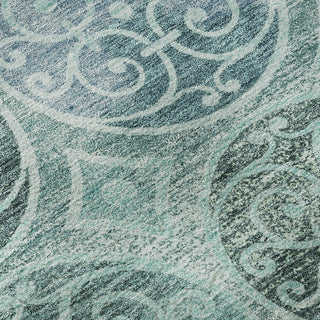 Piper Looms Mayfield Circles AMF738 Teal Machine Washable Area Rug Swatch Image