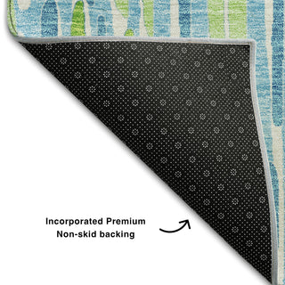 Piper Looms Mayfield Lines AMF739 Aqua Machine Washable Area Rug Backing Image