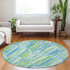 Piper Looms Mayfield Lines AMF739 Aqua Machine Washable Area Rug Round Lifestyle Image Feature