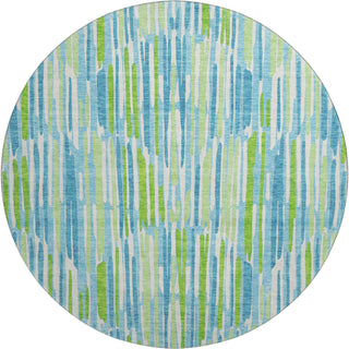 Piper Looms Mayfield Lines AMF739 Aqua Machine Washable Area Rug Round Main Image