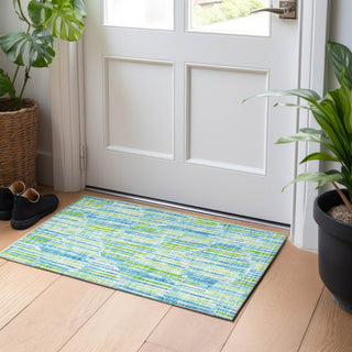 Piper Looms Mayfield Lines AMF739 Aqua Machine Washable Area Rug Scatter Lifestyle Image Feature