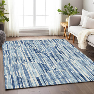 Piper Looms Mayfield Lines AMF739 Blue Machine Washable Area Rug Lifestyle Image Feature