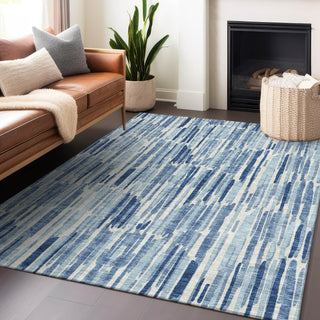Piper Looms Mayfield Lines AMF739 Blue Machine Washable Area Rug Lifestyle Image Feature