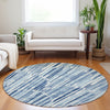 Piper Looms Mayfield Lines AMF739 Blue Machine Washable Area Rug Round Lifestyle Image Feature