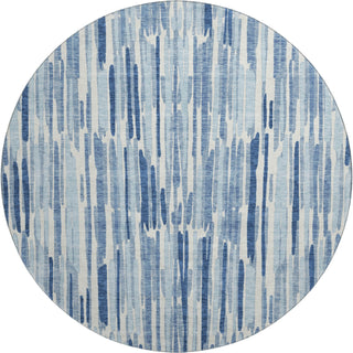 Piper Looms Mayfield Lines AMF739 Blue Machine Washable Area Rug Round Main Image