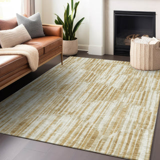 Piper Looms Mayfield Lines AMF739 Gold Machine Washable Area Rug Lifestyle Image Feature