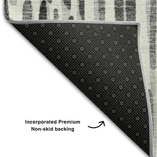 Piper Looms Mayfield Lines AMF739 Gray Machine Washable Area Rug Backing Image