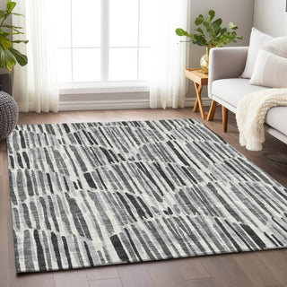 Piper Looms Mayfield Lines AMF739 Gray Machine Washable Area Rug Lifestyle Image Feature