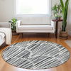 Piper Looms Mayfield Lines AMF739 Gray Machine Washable Area Rug Round Lifestyle Image Feature