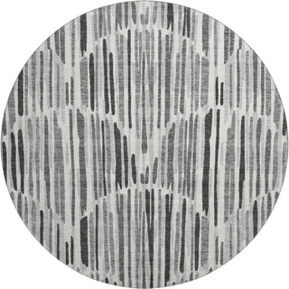 Piper Looms Mayfield Lines AMF739 Gray Machine Washable Area Rug Round Main Image