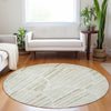 Piper Looms Mayfield Lines AMF739 Ivory Machine Washable Area Rug Round Lifestyle Image Feature