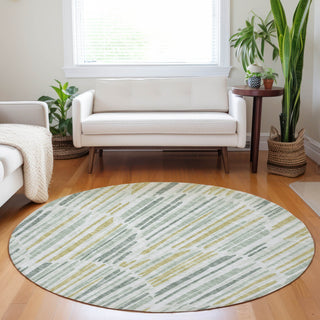 Piper Looms Mayfield Lines AMF739 Sage Machine Washable Area Rug Round Lifestyle Image Feature