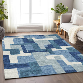 Piper Looms Mayfield Modern AMF740 Blue Machine Washable Area Rug Lifestyle Image Feature