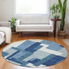 Piper Looms Mayfield Modern AMF740 Blue Machine Washable Area Rug Round Lifestyle Image Feature