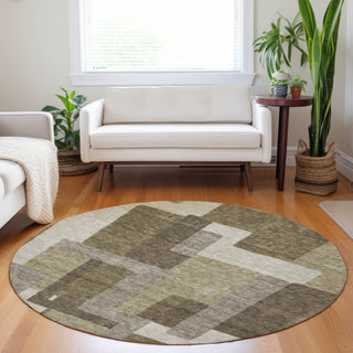Piper Looms Mayfield Modern AMF740 Brown Machine Washable Area Rug Round Lifestyle Image Feature