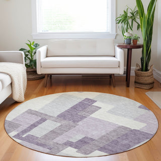 Piper Looms Mayfield Modern AMF740 Lavender Machine Washable Area Rug Round Lifestyle Image Feature
