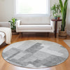 Piper Looms Mayfield Modern AMF740 Silver Machine Washable Area Rug Round Lifestyle Image Feature