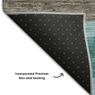 Piper Looms Mayfield Modern AMF740 Teal Machine Washable Area Rug Backing Image