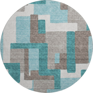Piper Looms Mayfield Modern AMF740 Teal Machine Washable Area Rug Round Main Image