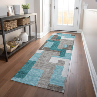 Piper Looms Mayfield Modern AMF740 Teal Machine Washable Area Rug Runner Lifestyle Image Feature