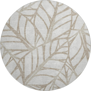 Piper Looms Mayfield Floral AMF741 Beige Machine Washable Area Rug Round Main Image