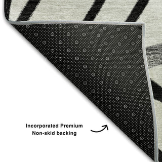 Piper Looms Mayfield Floral AMF741 Black Machine Washable Area Rug Backing Image