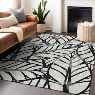 Piper Looms Mayfield Floral AMF741 Black Machine Washable Area Rug Lifestyle Image Feature