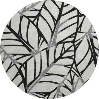 Piper Looms Mayfield Floral AMF741 Black Machine Washable Area Rug Round Main Image