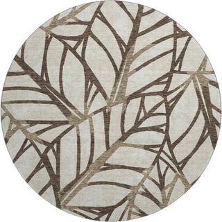 Piper Looms Mayfield Floral AMF741 Chocolate Machine Washable Area Rug Round Main Image