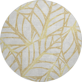 Piper Looms Mayfield Floral AMF741 Gold Machine Washable Area Rug Round Main Image