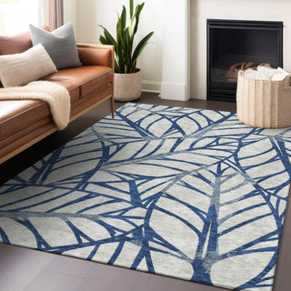 Piper Looms Mayfield Floral AMF741 Navy Machine Washable Area Rug Lifestyle Image Feature