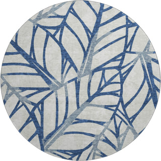 Piper Looms Mayfield Floral AMF741 Navy Machine Washable Area Rug Round Main Image