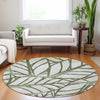 Piper Looms Mayfield Floral AMF741 Olive Machine Washable Area Rug Round Lifestyle Image Feature