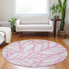 Piper Looms Mayfield Floral AMF741 Pink Machine Washable Area Rug Round Lifestyle Image Feature