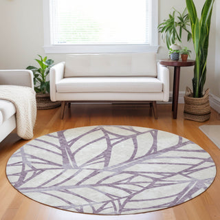 Piper Looms Mayfield Floral AMF741 Purple Machine Washable Area Rug Round Lifestyle Image Feature