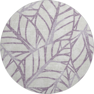 Piper Looms Mayfield Floral AMF741 Purple Machine Washable Area Rug Round Main Image