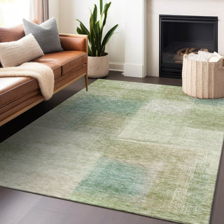Piper Looms Mayfield Squares AMF742 Aloe Machine Washable Area Rug Lifestyle Image Feature