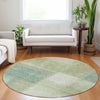 Piper Looms Mayfield Squares AMF742 Aloe Machine Washable Area Rug Round Lifestyle Image Feature