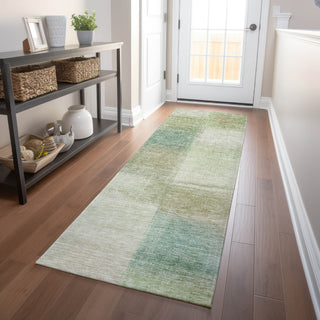 Piper Looms Mayfield Squares AMF742 Aloe Machine Washable Area Rug Runner Lifestyle Image Feature