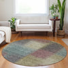 Piper Looms Mayfield Squares AMF742 Beige Machine Washable Area Rug Round Lifestyle Image Feature