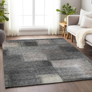 Piper Looms Mayfield Squares AMF742 Charcoal Machine Washable Area Rug Lifestyle Image Feature