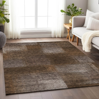 Piper Looms Mayfield Squares AMF742 Chocolate Machine Washable Area Rug Lifestyle Image Feature
