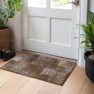Piper Looms Mayfield Squares AMF742 Chocolate Machine Washable Area Rug Scatter Lifestyle Image Feature